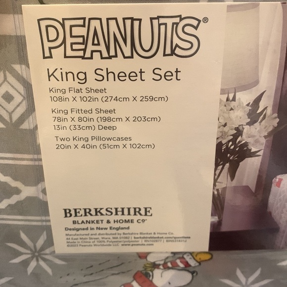 Berkshire Peanuts Snoopy Woodstock Christmas Fair Isle King Bedsheet Set NEW - Picture 4 of 5